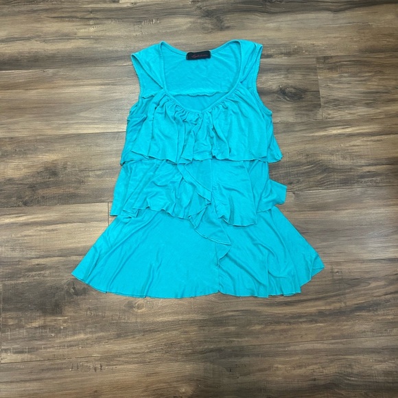 💗Blue Ruffled Tank Top - Picture 1 of 3